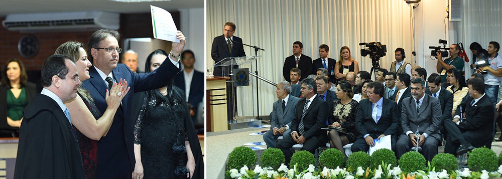 Justiça Eleitoral diplomou nesta sexta-feira, 19, o governador Marcelo Miranda (PMDB) e outros 60 candidatos eleitos nas eleições de outubro; em discurso, Marcelo agradeceu o "resgate de sua dignidade política" e disse que irá perdoar os seus algozes; “Suportamos historicamente o que é do conhecimento pleno do nosso povo. Meu coração não guarda mágoas", afirmou; em entrevista, Marcelo não poupou críticas à gestão do governador Sandoval Cardoso (SD); "Tenho certeza que essas ações e promoções terão que ser revistas. Não era hora para deixar a população preocupada", afirmou; diplomado governador pela terceira vez, Marcelo Miranda promete forte choque de gestão (Foto: Aquiles Lins) Justiça Eleitoral diplomou nesta sexta-feira, 19, o governador Marcelo Miranda (PMDB) e outros 60 candidatos eleitos nas eleições de outubro; em discurso, Marcelo agradeceu o "resgate de sua dignidade política" e disse que irá perdoar os seus algozes; “Suportamos historicamente o que é do conhecimento pleno do nosso povo. Meu coração não guarda mágoas", afirmou; em entrevista, Marcelo não poupou críticas à gestão do governador Sandoval Cardoso (SD); "Tenho certeza que essas ações e promoções terão que ser revistas. Não era hora para deixar a população preocupada", afirmou; diplomado governador pela terceira vez, Marcelo Miranda promete forte choque de gestão