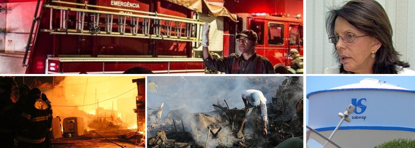 Estatal paulista de águas tentou empurrar para a Prefeitura a falta de manutenção em hidrantes próximos da favela incendiada ontem, na zona sul de São Paulo; executivo municipal reagiu com nota em que lembra que responsabilidade é da companhia do governo do Estado; não havia água na válvula da rua, e soldados do fogo precisaram improvisar estratégia de utilizar água de prédios vizinhos após uso da água de seus caminhões; todos os barracos instalados em área de 1 mil metros quadrados foram queimados, desalojando 600 pessoas; traficantes receberam bombeiro a tiros, mas depois deram passagem; tarde demais (Foto: Aline Lima) Estatal paulista de águas tentou empurrar para a Prefeitura a falta de manutenção em hidrantes próximos da favela incendiada ontem, na zona sul de São Paulo; executivo municipal reagiu com nota em que lembra que responsabilidade é da companhia do governo do Estado; não havia água na válvula da rua, e soldados do fogo precisaram improvisar estratégia de utilizar água de prédios vizinhos após uso da água de seus caminhões; todos os barracos instalados em área de 1 mil metros quadrados foram queimados, desalojando 600 pessoas; traficantes receberam bombeiro a tiros, mas depois deram passagem; tarde demais