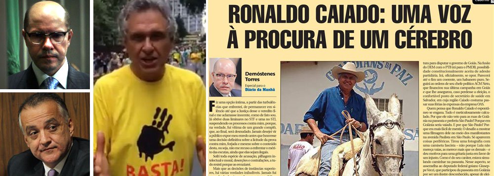 Procurador de Justiça e ex-senador cassado não irá se pronunciar sobre a interpelação judicial feita por Caiado e disse que aguardará eventual ação penal para apresentar as provas de que o senador goiano do DEM teve campanhas financiadas por Carlos Cachoeira; “No Supremo Tribunal Federal, foro competente para processar e julgar um senador da República, poderei exercer a ‘exceção da verdade’, ou apresentar provas que fundamentem o que afirmei no texto publicado”, disse; reservadamente, Demóstenes tem dito que “muita coisa comprometedora está vindo para Caiado” e que ele poderá, inclusive, perder o mandato com as revelações a serem feitas (Foto: Realle Palazzo-Martini) Procurador de Justiça e ex-senador cassado não irá se pronunciar sobre a interpelação judicial feita por Caiado e disse que aguardará eventual ação penal para apresentar as provas de que o senador goiano do DEM teve campanhas financiadas por Carlos Cachoeira; “No Supremo Tribunal Federal, foro competente para processar e julgar um senador da República, poderei exercer a ‘exceção da verdade’, ou apresentar provas que fundamentem o que afirmei no texto publicado”, disse; reservadamente, Demóstenes tem dito que “muita coisa comprometedora está vindo para Caiado” e que ele poderá, inclusive, perder o mandato com as revelações a serem feitas