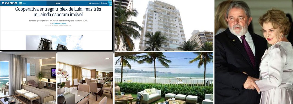 Reportagem sensacionalista do jornal O Globo, publicada há uma semana, tratava da suposta entrega de um triplex ao ex-presidente Lula na Praia das Astúrias, no Guarujá, pela empreiteira OAS; "De sua ampla sacada, poderá ver a queima de fogos, que acontece na orla bem defronte do seu prédio, feito pela OAS, empresa investigada pela Operação Lava-Jato", dizia a reportagem; o problema: nem Lula, nem Marisa Letícia são donos do imóvel; têm apenas uma cota do empreendimento e poderão adquiri-lo, ou não, nas mesmas condições oferecidas aos outros cooperados; leia a nota divulgada nesta sexta pelo Instituto Lula (Foto: Leonardo Attuch) Reportagem sensacionalista do jornal O Globo, publicada há uma semana, tratava da suposta entrega de um triplex ao ex-presidente Lula na Praia das Astúrias, no Guarujá, pela empreiteira OAS; "De sua ampla sacada, poderá ver a queima de fogos, que acontece na orla bem defronte do seu prédio, feito pela OAS, empresa investigada pela Operação Lava-Jato", dizia a reportagem; o problema: nem Lula, nem Marisa Letícia são donos do imóvel; têm apenas uma cota do empreendimento e poderão adquiri-lo, ou não, nas mesmas condições oferecidas aos outros cooperados; leia a nota divulgada nesta sexta pelo Instituto Lula