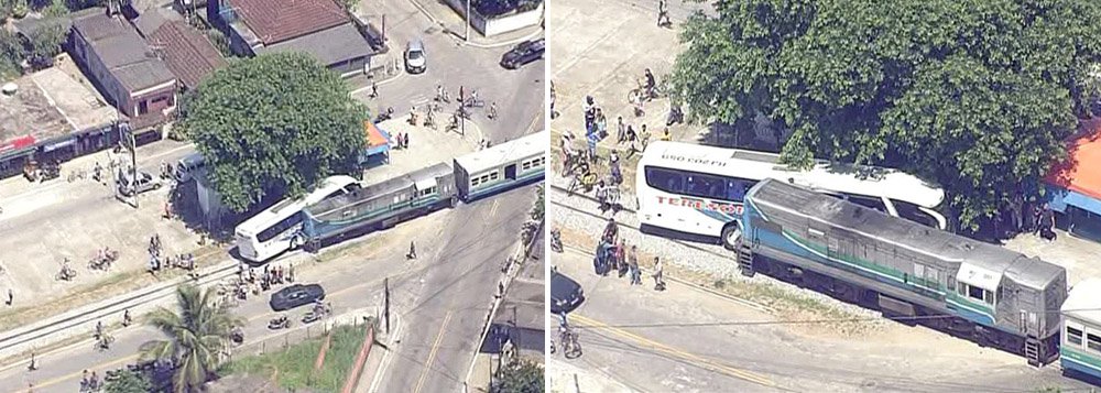 A colisão entre um ônibus e um trem que seguia para Saracuruna, Duque de Caxias, deixou 25 passageiros do ônibus feridos no cruzamento da linha férrea, no centro de Guapimirim, na Baixada Fluminense; o Ramal Guapimirim teve a circulação suspensa e de acordo com a 2ª Companhia de Polícia Militar, os feridos foram encaminhados para o Hospital Municipal José Rabelo de Melo. Este é o segundo acidente ocorrido na passagem da linha neste ano (Foto: Leonardo Lucena) A colisão entre um ônibus e um trem que seguia para Saracuruna, Duque de Caxias, deixou 25 passageiros do ônibus feridos no cruzamento da linha férrea, no centro de Guapimirim, na Baixada Fluminense; o Ramal Guapimirim teve a circulação suspensa e de acordo com a 2ª Companhia de Polícia Militar, os feridos foram encaminhados para o Hospital Municipal José Rabelo de Melo. Este é o segundo acidente ocorrido na passagem da linha neste ano