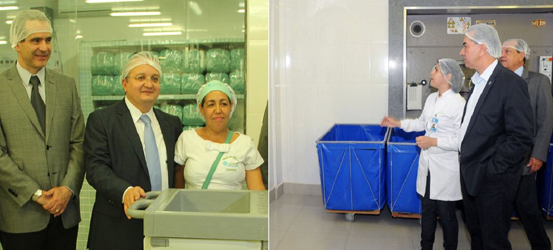 Acompanhados do secretário Leonardo Vilela, os governadores Pedro Taques (MT) e Reinaldo Azambuja (MS) conheceram a estrutura e o atendimento dos hospitais HGG e Hugo; os dois afirmaram estar impressionados com a excelência da gestão por Organização Social implantada por Marconi Perillo e revelaram que vão adotar o modelo em seus Estados; "Vi hospitais limpos, atendimento de qualidade, pacientes satisfeitos e servidores felizes. É uma experiência exitosa que, com certeza, terá de ser difundida pelo País. Voltaremos para casa com compromisso de fazer algo semelhante", afirmou Azambuja (Foto: José Barbacena) Acompanhados do secretário Leonardo Vilela, os governadores Pedro Taques (MT) e Reinaldo Azambuja (MS) conheceram a estrutura e o atendimento dos hospitais HGG e Hugo; os dois afirmaram estar impressionados com a excelência da gestão por Organização Social implantada por Marconi Perillo e revelaram que vão adotar o modelo em seus Estados; "Vi hospitais limpos, atendimento de qualidade, pacientes satisfeitos e servidores felizes. É uma experiência exitosa que, com certeza, terá de ser difundida pelo País. Voltaremos para casa com compromisso de fazer algo semelhante", afirmou Azambuja