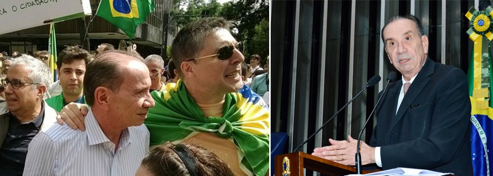 Senador Aloysio Nunes Ferreira (PSDB-SP) divulga nota em que, assim como o ex-presidente Fernando Henrique Cardoso, rejeita qualquer possibilidade de diálogo com o governo da presidente Dilma Rousseff; "A condição para tirar o Brasil da crise é tirar o PT do poder", disse ele; "Nosso dever é travar um combate sem tréguas ao desastre ético e administrativo do lulo-dilmo-petismo para nos credenciarmos cada vez mais a derrotá-los nas ruas e no voto"; Aloysio, que participou de uma passeata com saudosos da ditadura militar, afirmou ainda que rejeita o que chamou de 'abraço de afogados' (Foto: Leonardo Attuch) Senador Aloysio Nunes Ferreira (PSDB-SP) divulga nota em que, assim como o ex-presidente Fernando Henrique Cardoso, rejeita qualquer possibilidade de diálogo com o governo da presidente Dilma Rousseff; "A condição para tirar o Brasil da crise é tirar o PT do poder", disse ele; "Nosso dever é travar um combate sem tréguas ao desastre ético e administrativo do lulo-dilmo-petismo para nos credenciarmos cada vez mais a derrotá-los nas ruas e no voto"; Aloysio, que participou de uma passeata com saudosos da ditadura militar, afirmou ainda que rejeita o que chamou de 'abraço de afogados'