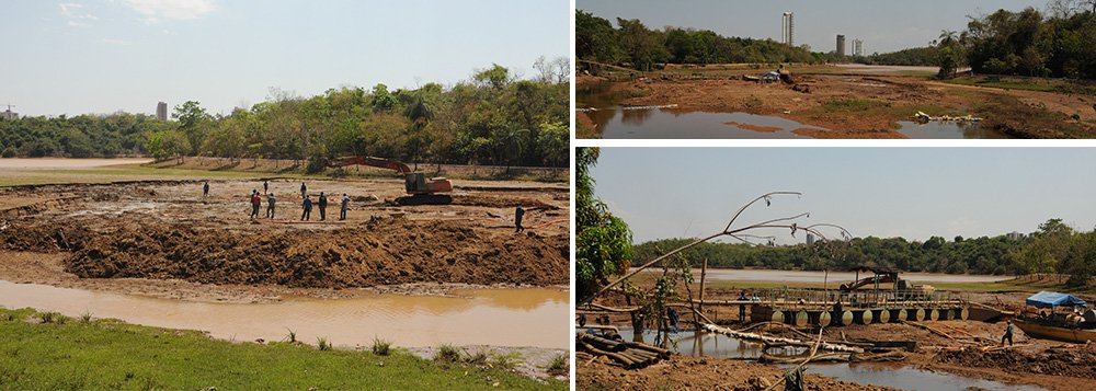A Prefeitura de Palmas está retirando cerca de 100 mil metros cúbicos de terra e lama do lago do Parque Cesamar; obras reforma do parque e desassoreamento do lago começaram em julho e dever ser concluídas até o fim do ano; obras no lago estão sendo feitas em uma área de aproximadamente 54 mil metros quadrados, na parte alta do lago, próximo a Avenida NS-10; após as obras de desassoreamento serão executadas obras de contenção para evitar novos acúmulos desse material (Foto: Aquiles Lins) A Prefeitura de Palmas está retirando cerca de 100 mil metros cúbicos de terra e lama do lago do Parque Cesamar; obras reforma do parque e desassoreamento do lago começaram em julho e dever ser concluídas até o fim do ano; obras no lago estão sendo feitas em uma área de aproximadamente 54 mil metros quadrados, na parte alta do lago, próximo a Avenida NS-10; após as obras de desassoreamento serão executadas obras de contenção para evitar novos acúmulos desse material