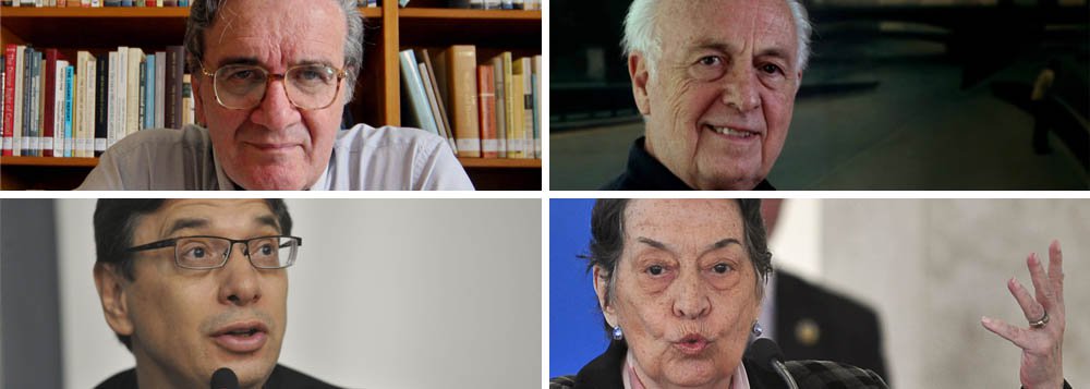 Entre os nomes que assinam o documento estão os de Luiz Gonzaga Belluzzo, Luiz Carlos Bresser-Pereira, Márcio Pochmann e Maria da Conceição Tavares; acadêmicos dizem declarar voto na presidente "para o Brasil continuar avançando, com democracia e desenvolvimento econômico para todos"; segundo eles, País vive hoje "uma profunda transformação social que interrompeu o ciclo histórico da desigualdade" (Foto: Gisele Federicce) Entre os nomes que assinam o documento estão os de Luiz Gonzaga Belluzzo, Luiz Carlos Bresser-Pereira, Márcio Pochmann e Maria da Conceição Tavares; acadêmicos dizem declarar voto na presidente "para o Brasil continuar avançando, com democracia e desenvolvimento econômico para todos"; segundo eles, País vive hoje "uma profunda transformação social que interrompeu o ciclo histórico da desigualdade"
