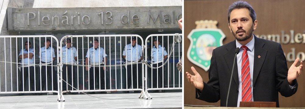 Assembleia suspende sessão e fechas as portas na chegada dos manifestantes que participaram do Dia Nacional de Luta, organizado pelas centrais sindicais e movimentos sociais, hoje pela manhã, em Fortaleza (Foto: Ana Pupulin) Assembleia suspende sessão e fechas as portas na chegada dos manifestantes que participaram do Dia Nacional de Luta, organizado pelas centrais sindicais e movimentos sociais, hoje pela manhã, em Fortaleza