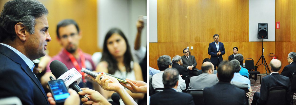 Após encontro com parlamentares mineiros que apoiaram sua candidatura à presidência no estado, senador disse que "se ganha, é governo, se perde, se vai para oposição"; questionado sobre a Assembleia Legislativa de Minas, onde muitos que perderam, inclusive ex-secretários, pretendem criar um bloco independente, Aécio Neves respondeu que seu "papel é o de oposição", tanto no plano federal, como "aqui no estado", e que viu dos companheiros que encontrou hoje "de que vão cumprir, sempre com respeito a Minas Gerais, sempre visando atender os interesses de Minas Gerais, mas vão cumprir o papel de oposição" (Foto: Aline Lima) Após encontro com parlamentares mineiros que apoiaram sua candidatura à presidência no estado, senador disse que "se ganha, é governo, se perde, se vai para oposição"; questionado sobre a Assembleia Legislativa de Minas, onde muitos que perderam, inclusive ex-secretários, pretendem criar um bloco independente, Aécio Neves respondeu que seu "papel é o de oposição", tanto no plano federal, como "aqui no estado", e que viu dos companheiros que encontrou hoje "de que vão cumprir, sempre com respeito a Minas Gerais, sempre visando atender os interesses de Minas Gerais, mas vão cumprir o papel de oposição"