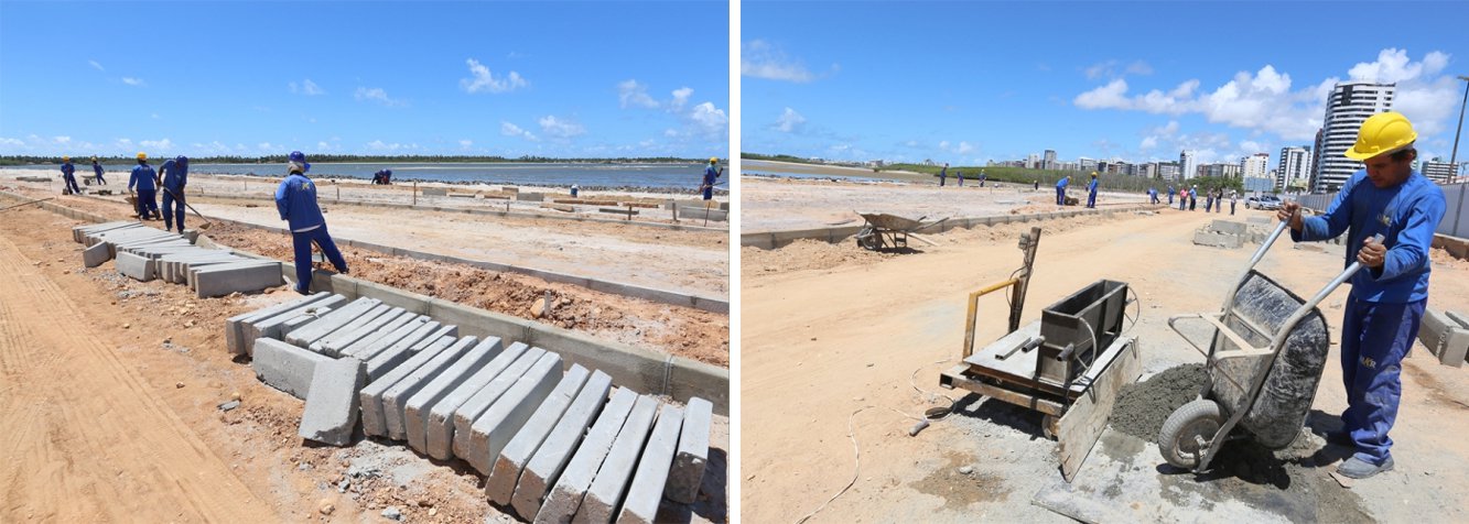 A intervenção de reurbanização das obras resultantes da antiga área do molhe, no bairro 13 de Julho, iniciada nos primeiros dias de janeiro, segue em execução dentro dos prazos acordados pela Prefeitura Municipal de Aracaju, informa a Secretaria de Comunicação da capital; de acordo com o engenheiro da Emsurb, Sergio Gentil, a obra está acontecendo conforme o ritmo esperado e até agora a empresa não demonstrou nenhum tipo de dificuldade com possíveis problemas em descumprir os prazos; prazo de realização é de oito meses; "Na próxima semana já vamos começar a etapa de cravar as estacas para a partir daí começar o calçamento de concreto", informa (Foto: Valter Lima) A intervenção de reurbanização das obras resultantes da antiga área do molhe, no bairro 13 de Julho, iniciada nos primeiros dias de janeiro, segue em execução dentro dos prazos acordados pela Prefeitura Municipal de Aracaju, informa a Secretaria de Comunicação da capital; de acordo com o engenheiro da Emsurb, Sergio Gentil, a obra está acontecendo conforme o ritmo esperado e até agora a empresa não demonstrou nenhum tipo de dificuldade com possíveis problemas em descumprir os prazos; prazo de realização é de oito meses; "Na próxima semana já vamos começar a etapa de cravar as estacas para a partir daí começar o calçamento de concreto", informa