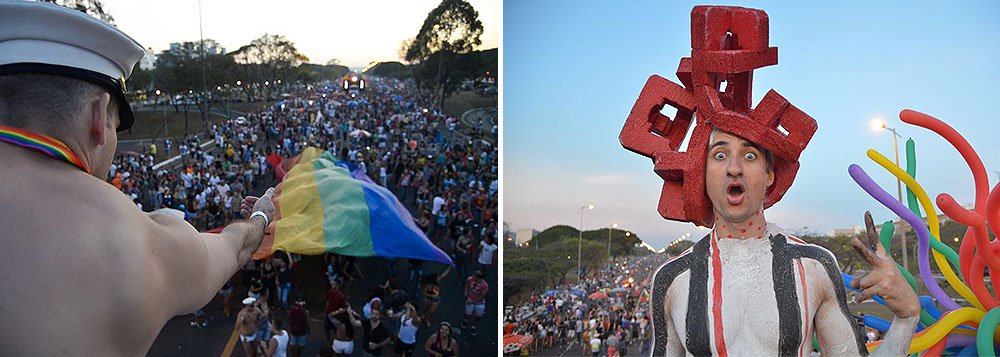 "A sociedade tem assistido a gente viver uma série de ataques aos direitos da comunidade LGBT especialmente por parte do fundamentalismo, que tem crescido e se organizado cada vez mais no Parlamento, nos espaços de poder. A gente está convocando a comunidade LGBT para votar consciente, para não anular o voto, para olhar bem quem são os candidatos, para ver quem tem compromisso", disse Michel Platini, coordenador da 17ª Parada do Orgulho LGBTS de Brasília; recentemente, a causa gay rompeu com a candidata Marina Silva, que mudou seu programa de governo por pressão dos evangélicos (Foto: Roberta Namour) "A sociedade tem assistido a gente viver uma série de ataques aos direitos da comunidade LGBT especialmente por parte do fundamentalismo, que tem crescido e se organizado cada vez mais no Parlamento, nos espaços de poder. A gente está convocando a comunidade LGBT para votar consciente, para não anular o voto, para olhar bem quem são os candidatos, para ver quem tem compromisso", disse Michel Platini, coordenador da 17ª Parada do Orgulho LGBTS de Brasília; recentemente, a causa gay rompeu com a candidata Marina Silva, que mudou seu programa de governo por pressão dos evangélicos