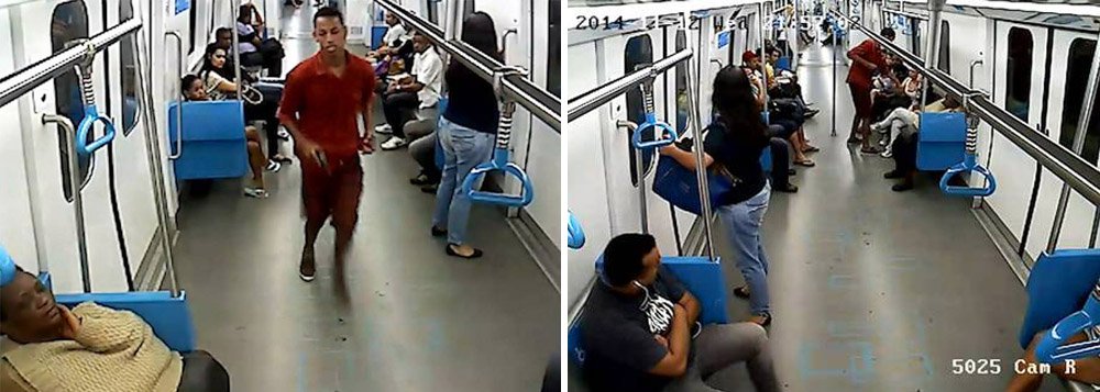 Pela segunda vez em menos de duas semanas, passageiros de trens do Metrô do Rio foram vítimas de arrastão; no mais recente deles quatro homens; um deles armado de pistola, renderam pelo menos sete passageiros que se encontravam em uma das composições, entre as estações da Glória e do Catete, na zona sul da cidade; os assaltantes levaram aparelhos celulares, bolsas e carteiras (Foto: Leonardo Lucena) Pela segunda vez em menos de duas semanas, passageiros de trens do Metrô do Rio foram vítimas de arrastão; no mais recente deles quatro homens; um deles armado de pistola, renderam pelo menos sete passageiros que se encontravam em uma das composições, entre as estações da Glória e do Catete, na zona sul da cidade; os assaltantes levaram aparelhos celulares, bolsas e carteiras