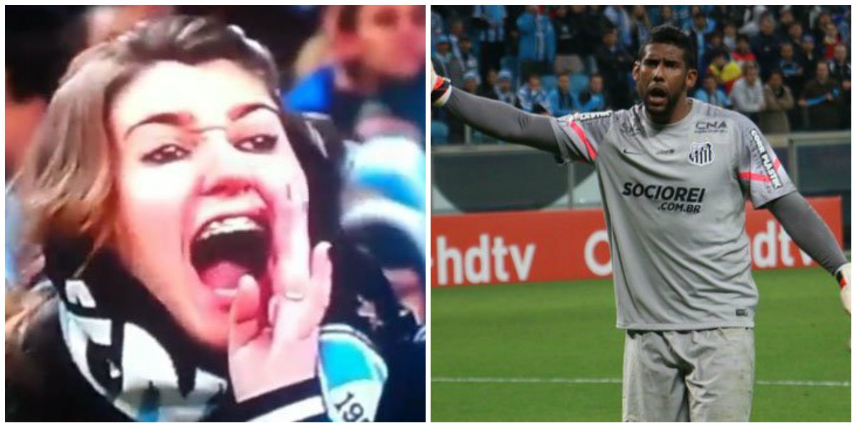 A torcedora do Grêmio Patrícia Moreira, que chamou de "macaco" o goleiro do Santos, Aranha, durante partida em Porto Alegre, irá depor nesta segunda-feira (1); ela foi afastada do trabalho; outro torcedor também foi designado para comparecer à Delegacia de Polícia na capital gaúcha; o STJD suspendeu o jogo da volta entre as duas equipes, que disputam a Copa do Brasil, até o julgamento do caso, na próxima quarta-feira; o Grêmio pode, ainda, ser expulso do torneio (Foto: Leonardo Lucena) A torcedora do Grêmio Patrícia Moreira, que chamou de "macaco" o goleiro do Santos, Aranha, durante partida em Porto Alegre, irá depor nesta segunda-feira (1); ela foi afastada do trabalho; outro torcedor também foi designado para comparecer à Delegacia de Polícia na capital gaúcha; o STJD suspendeu o jogo da volta entre as duas equipes, que disputam a Copa do Brasil, até o julgamento do caso, na próxima quarta-feira; o Grêmio pode, ainda, ser expulso do torneio