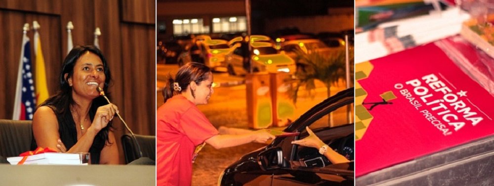 Coordenadora da campanha à reeleição da presidente Dilma Rousseff (PT), em Sergipe, Eliane Aquino está engajada, nos últimos dias, na busca de apoio popular para a realização do plebiscito em prol de uma Constituinte Exclusiva, para mudar o Sistema Político Brasileiro; "A reforma política propõe uma mudança profunda no sistema político e eleitoral brasileiro", afirma; ela tem participado de atos de panfletagem e sensibilização no Estado para que as pessoas assinem o documento em apoio ao plebiscito; "Agora precisamos que efetivamente as pessoas participem do plebiscito e deem seu voto, seja nos pontos presenciais de coleta de assinaturas, seja por meio de endereços eletrônicos", diz; confira entrevista (Foto: Valter Lima) Coordenadora da campanha à reeleição da presidente Dilma Rousseff (PT), em Sergipe, Eliane Aquino está engajada, nos últimos dias, na busca de apoio popular para a realização do plebiscito em prol de uma Constituinte Exclusiva, para mudar o Sistema Político Brasileiro; "A reforma política propõe uma mudança profunda no sistema político e eleitoral brasileiro", afirma; ela tem participado de atos de panfletagem e sensibilização no Estado para que as pessoas assinem o documento em apoio ao plebiscito; "Agora precisamos que efetivamente as pessoas participem do plebiscito e deem seu voto, seja nos pontos presenciais de coleta de assinaturas, seja por meio de endereços eletrônicos", diz; confira entrevista