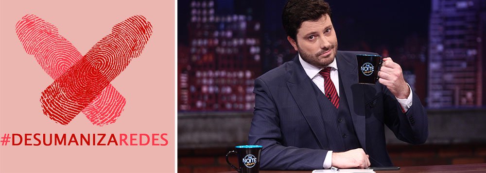 "Comprei um Playstation do meu bolso e vou sortear pra quem mais xingar as redes sociais que o governo criou para combater 'o ódio' na internet", contou o apresentador do “The Noite”, Danilo Gentili; humorista se refere ao Pacto Nacional de Enfrentamento às Violações de Direitos Humanos na Internet, criado pelo governo: "Se esses canalhas são os humanos, temos que ter orgulho em ser desumanos - e manter a liberdade para isso, sempre" (Foto: Roberta Namour) "Comprei um Playstation do meu bolso e vou sortear pra quem mais xingar as redes sociais que o governo criou para combater 'o ódio' na internet", contou o apresentador do “The Noite”, Danilo Gentili; humorista se refere ao Pacto Nacional de Enfrentamento às Violações de Direitos Humanos na Internet, criado pelo governo: "Se esses canalhas são os humanos, temos que ter orgulho em ser desumanos - e manter a liberdade para isso, sempre"