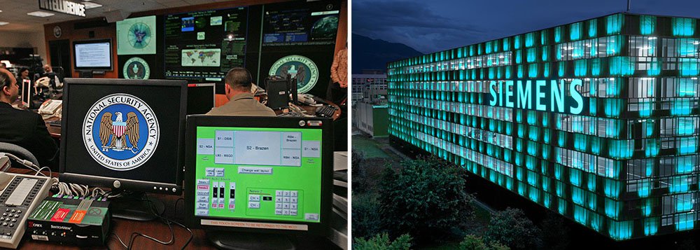A Agência de Segurança Nacional dos Estados Unidos (NSA, na sigla em inglês) tentou espionar o grupo industrial Siemens com a ajuda da inteligência alemã, informou o jornal Bild am Sonntag em um novo episódio potencialmente constrangedor para a chanceler Angela Merkel (Foto: Leonardo Attuch) A Agência de Segurança Nacional dos Estados Unidos (NSA, na sigla em inglês) tentou espionar o grupo industrial Siemens com a ajuda da inteligência alemã, informou o jornal Bild am Sonntag em um novo episódio potencialmente constrangedor para a chanceler Angela Merkel