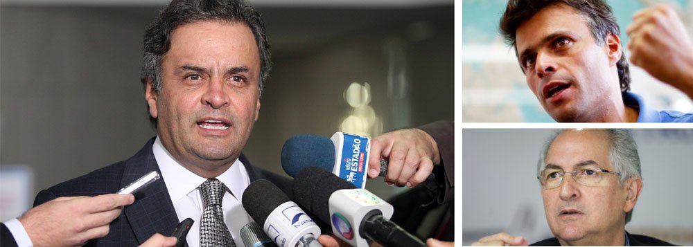 Senador tucano Aécio Neves vai se reunir com nesta quinta-feira, em Lima, com Lilian Lopez e Mitzy Ledezma, mulheres dos oposicionistas Leopoldo Lopez e Antonio Ledezma, presos pelo regime de Nicolas Maduro na Venezuela; o ex-presidente FHC decidiu atuar na defesa deles, após telefonema do ex-premiê espanhol Felipe González (Foto: Roberta Namour) Senador tucano Aécio Neves vai se reunir com nesta quinta-feira, em Lima, com Lilian Lopez e Mitzy Ledezma, mulheres dos oposicionistas Leopoldo Lopez e Antonio Ledezma, presos pelo regime de Nicolas Maduro na Venezuela; o ex-presidente FHC decidiu atuar na defesa deles, após telefonema do ex-premiê espanhol Felipe González