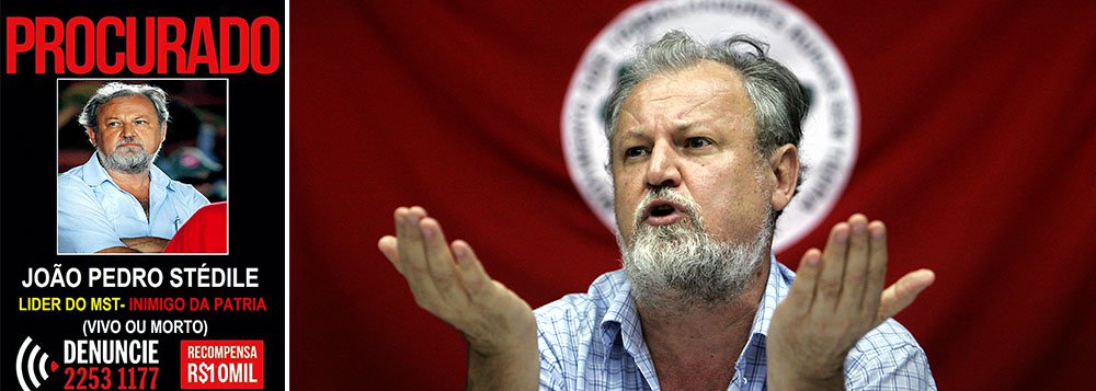 Uma imagem que circula no Facebook – divulgada por um guarda municipal aposentado de Macaé (RJ) – coloca João Pedro Stédile, líder do MST, como um criminoso procurado pela polícia e refere-se a ele como “Inimigo da Pátria”; “cartaz” oferece uma “recompensa” de R$ 10 mil e diz que ele é buscado “Vivo ou Morto”; caso será denunciado à Polícia Federal, ao Ministério da Justiça e ao Facebook (Foto: Roberta Namour) Uma imagem que circula no Facebook – divulgada por um guarda municipal aposentado de Macaé (RJ) – coloca João Pedro Stédile, líder do MST, como um criminoso procurado pela polícia e refere-se a ele como “Inimigo da Pátria”; “cartaz” oferece uma “recompensa” de R$ 10 mil e diz que ele é buscado “Vivo ou Morto”; caso será denunciado à Polícia Federal, ao Ministério da Justiça e ao Facebook