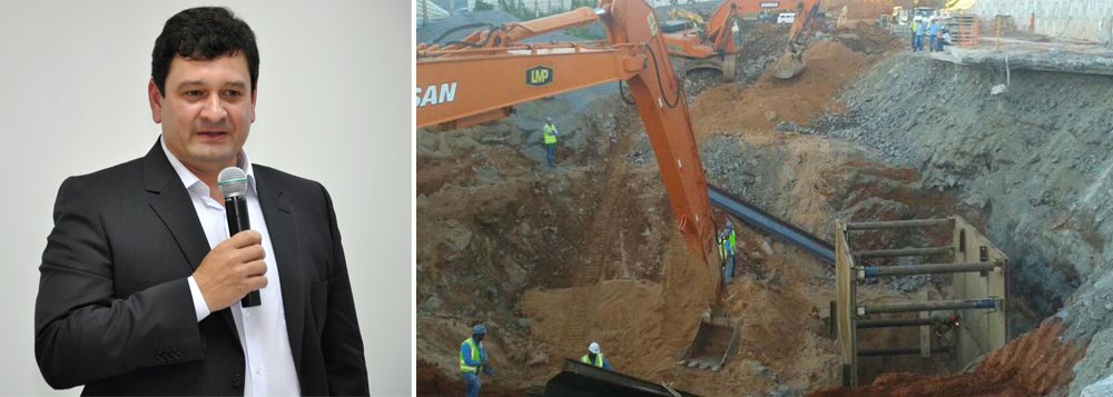 A Empresa Baiana de Águas e Saneamento (Embasa) informa que o serviço de recuperação da adutora danificada pelas obras do metrô de Salvador, na BR-324, não foi concluído ontem (5) por causa do risco de desmoronamento de terra no local da intervenção; a empresa está fazendo uma rede de distribuição alternativa, de 500 metros de extensão e 1,5 metro de diâmetro; "Desde quarta-feira (1º), trabalhamos com duas possibilidades independentes: a primeira, consertar a adutora danificada e a segunda, implantar uma nova rede de distribuição. Como o terreno mostrou-se instável e por uma questão de segurança dos trabalhadores, estamos concentrando nossos esforços na conclusão dessa linha paralela", afirma o presidente da Embasa, Rogério Cedraz (Foto: Romulo Faro) A Empresa Baiana de Águas e Saneamento (Embasa) informa que o serviço de recuperação da adutora danificada pelas obras do metrô de Salvador, na BR-324, não foi concluído ontem (5) por causa do risco de desmoronamento de terra no local da intervenção; a empresa está fazendo uma rede de distribuição alternativa, de 500 metros de extensão e 1,5 metro de diâmetro; "Desde quarta-feira (1º), trabalhamos com duas possibilidades independentes: a primeira, consertar a adutora danificada e a segunda, implantar uma nova rede de distribuição. Como o terreno mostrou-se instável e por uma questão de segurança dos trabalhadores, estamos concentrando nossos esforços na conclusão dessa linha paralela", afirma o presidente da Embasa, Rogério Cedraz