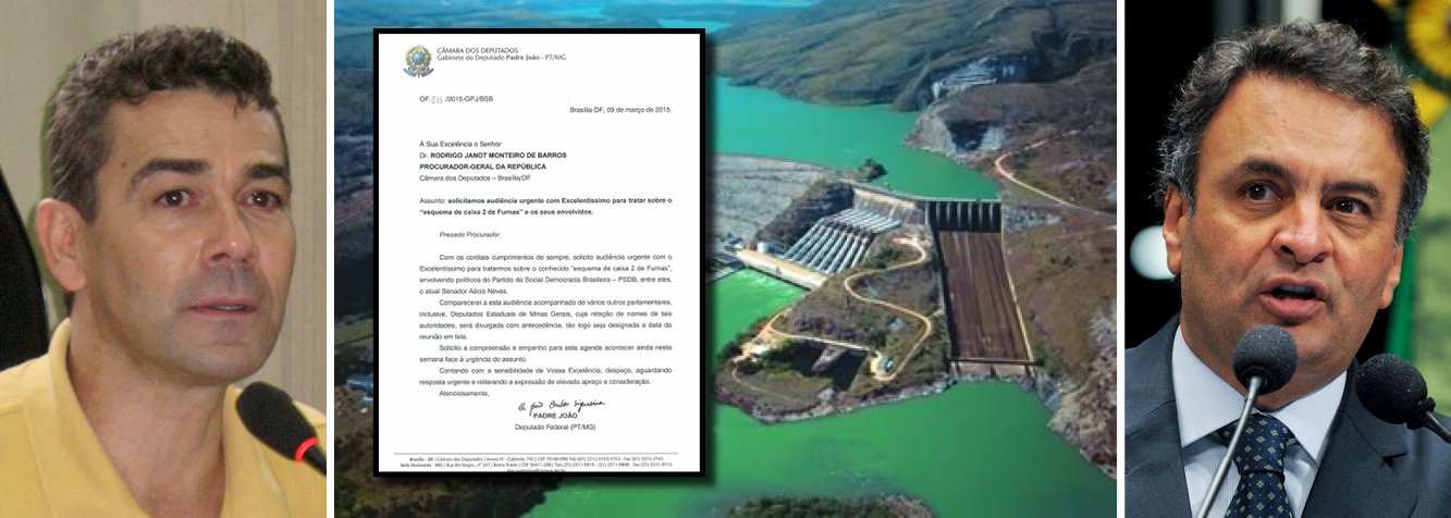 Foi protocolada nesta segunda-feira, na Procuradoria Geral da República, a solicitação de audiência pelo deputado Pe. João (PT), que convoca o procurador Rodrigo Janot para tratar do "esquema de caixa 2 de Furnas"; alguns deputados estaduais e federais que possam ajudar na investigação com materiais acompanharão o parlamentar na audiência que cita o Partido da Social Democracia Brasileira e o senador Aécio Neves (Foto: Luis Mauro Queiroz) Foi protocolada nesta segunda-feira, na Procuradoria Geral da República, a solicitação de audiência pelo deputado Pe. João (PT), que convoca o procurador Rodrigo Janot para tratar do "esquema de caixa 2 de Furnas"; alguns deputados estaduais e federais que possam ajudar na investigação com materiais acompanharão o parlamentar na audiência que cita o Partido da Social Democracia Brasileira e o senador Aécio Neves