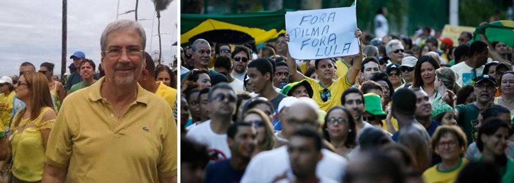 O ato contra o governo em Salvador neste domingo contou com a presença do vice-presidente da CPI da Petrobras na Câmara dos Deputados, Antônio Imbassahy; ele voltou a se defender sobre denúncia do TCU de que houve desvio de R$ 166 milhões do metrô da capital durante sua gestão como prefeito; "Não há nenhuma indicação do TCU nem do Ministério Público em relação à minha conduta", ele afirma que está sofrendo 'armação'; "Claro que em meio a tudo isso tem a questão de natureza política. Eu convoquei o Vaccari e a partir daí eu virei um objeto de ódio. Estão fazendo de tudo para me prejudicar" (Foto: Romulo Faro) O ato contra o governo em Salvador neste domingo contou com a presença do vice-presidente da CPI da Petrobras na Câmara dos Deputados, Antônio Imbassahy; ele voltou a se defender sobre denúncia do TCU de que houve desvio de R$ 166 milhões do metrô da capital durante sua gestão como prefeito; "Não há nenhuma indicação do TCU nem do Ministério Público em relação à minha conduta", ele afirma que está sofrendo 'armação'; "Claro que em meio a tudo isso tem a questão de natureza política. Eu convoquei o Vaccari e a partir daí eu virei um objeto de ódio. Estão fazendo de tudo para me prejudicar"