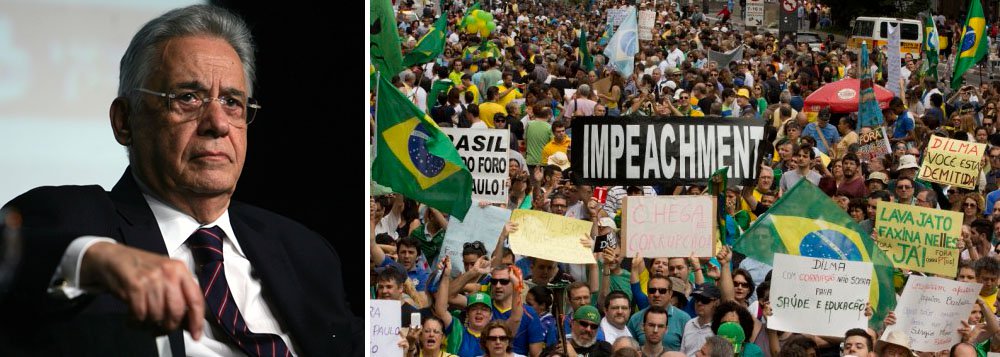 Ao comentar a entrevista do ex-presidente à Folha, provavelmente a "milésima" do mês, como diz Fernando Brito, editor do blog Tijolaço, jornalista diz que essa "tem uma diferença das outras 999"; "Afora o ato falho de citar-se como candidato – que está mais para seus desejos que para uma estratégia – o que FHC deixa claro é que não fecha as portas para a aventura golpista e seus protagonistas" (Foto: Gisele Federicce) Ao comentar a entrevista do ex-presidente à Folha, provavelmente a "milésima" do mês, como diz Fernando Brito, editor do blog Tijolaço, jornalista diz que essa "tem uma diferença das outras 999"; "Afora o ato falho de citar-se como candidato – que está mais para seus desejos que para uma estratégia – o que FHC deixa claro é que não fecha as portas para a aventura golpista e seus protagonistas"