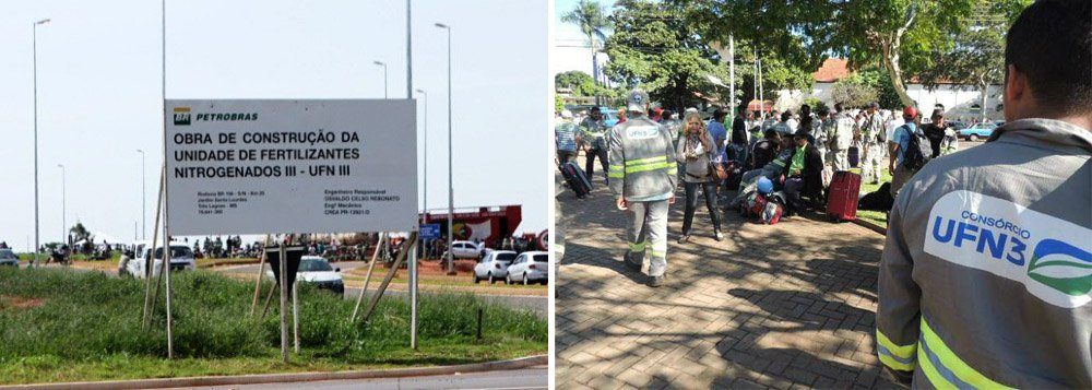 Estatal rescindiu o contrato com o consórcio UFN3 para a construção e montagem de uma unidade produtora de fertilizantes em Três Lagoas (MS); de acordo com a Petrobras, o consórcio formado pelas empresas Sinopec e Galvão Engenharia, citada na Lava Jato, não está pagando fornecedores e trabalhadores; projeto está com 82% das obras concluídas (Foto: Gisele Federicce) Estatal rescindiu o contrato com o consórcio UFN3 para a construção e montagem de uma unidade produtora de fertilizantes em Três Lagoas (MS); de acordo com a Petrobras, o consórcio formado pelas empresas Sinopec e Galvão Engenharia, citada na Lava Jato, não está pagando fornecedores e trabalhadores; projeto está com 82% das obras concluídas