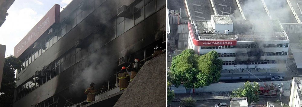 Um edifício do grupo editorial Record, em São Cristóvão, na Zona Norte do Rio, pegava fogo por volta das 7h25 desta quarta-feira (25); o Corpo de Bombeiros informou que não houve feridos; ao todo, 60 bombeiros de seis quarteis participavam do combate às chamas; as chamas atingiram o segundo andar do edifício, que tem quatro andares e fica próximo ao Estádio de São Januário, que pertence ao Vasco da Gama (Foto: Leonardo Lucena) Um edifício do grupo editorial Record, em São Cristóvão, na Zona Norte do Rio, pegava fogo por volta das 7h25 desta quarta-feira (25); o Corpo de Bombeiros informou que não houve feridos; ao todo, 60 bombeiros de seis quarteis participavam do combate às chamas; as chamas atingiram o segundo andar do edifício, que tem quatro andares e fica próximo ao Estádio de São Januário, que pertence ao Vasco da Gama