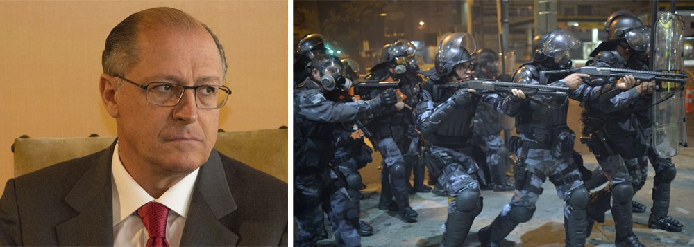 O governador Geraldo Alckmin vetou o projeto aprovado pela Assembleia Legislativa de São Paulo que prevê proibição do uso de bala de borracha pelos policiais civis e militares; ele argumenta que a polícia necessita de liberdade para realizar seu trabalho; "A polícia tem protocolos. Precisa ter liberdade dentro dos seus protocolos de trabalho, dentro da sua competência, para poder administrar a maneira como estabelece a ordem pública" (Foto: Romulo Faro) O governador Geraldo Alckmin vetou o projeto aprovado pela Assembleia Legislativa de São Paulo que prevê proibição do uso de bala de borracha pelos policiais civis e militares; ele argumenta que a polícia necessita de liberdade para realizar seu trabalho; "A polícia tem protocolos. Precisa ter liberdade dentro dos seus protocolos de trabalho, dentro da sua competência, para poder administrar a maneira como estabelece a ordem pública"
