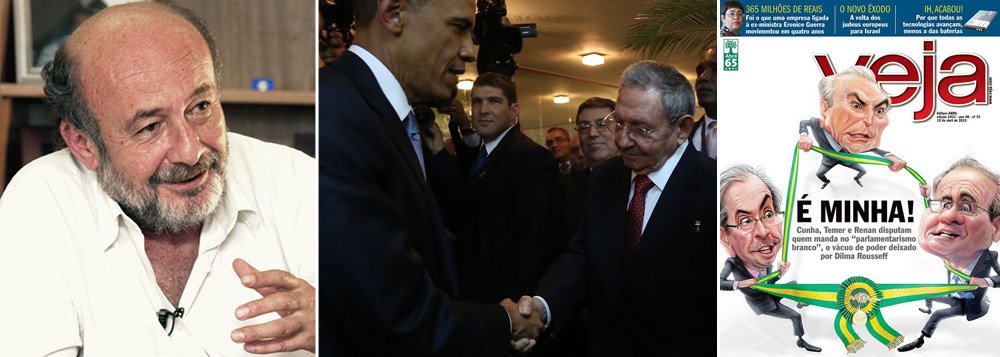 Jornalista diz que, enquanto o "mundo ficou melhor", a exemplo da reaproximação entre Obama e Raúl Castro, o "Brasil está voltando aos tempos de Guerra Fria"; Ricardo Kotscho criticou a nova edição da revista Veja, que, "em sua cada vez mais colérica campanha para derrubar o governo eleito, a decadente revista convoca seus seguidores para as manifestações do 'Fora, Dilma' marcadas para este domingo" (Foto: Gisele Federicce) Jornalista diz que, enquanto o "mundo ficou melhor", a exemplo da reaproximação entre Obama e Raúl Castro, o "Brasil está voltando aos tempos de Guerra Fria"; Ricardo Kotscho criticou a nova edição da revista Veja, que, "em sua cada vez mais colérica campanha para derrubar o governo eleito, a decadente revista convoca seus seguidores para as manifestações do 'Fora, Dilma' marcadas para este domingo"
