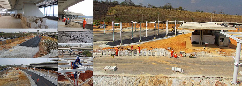 A construção do terminal provisório (o puxadinho) do Aeroporto Internacional Tancredo Neves, em Confins, Grande Belo Horizonte (MG) não será concluída até a Copa do Mundo isso porque o edifício, que deveria ampliar a capacidade operacional do aeroporto, teve sua entrega adiada mais uma vez, para julho; o terminal deve ampliar em 3,9 milhões a capacidade de transporte de passageiros por ano; a Infraero já advertiu o consórcio da obra, que, de acordo com o contrato, deveria ser entregue até março. No entanto, as empresas assinaram um aditivo de prazo (Foto: Leonardo Lucena) A construção do terminal provisório (o puxadinho) do Aeroporto Internacional Tancredo Neves, em Confins, Grande Belo Horizonte (MG) não será concluída até a Copa do Mundo isso porque o edifício, que deveria ampliar a capacidade operacional do aeroporto, teve sua entrega adiada mais uma vez, para julho; o terminal deve ampliar em 3,9 milhões a capacidade de transporte de passageiros por ano; a Infraero já advertiu o consórcio da obra, que, de acordo com o contrato, deveria ser entregue até março. No entanto, as empresas assinaram um aditivo de prazo