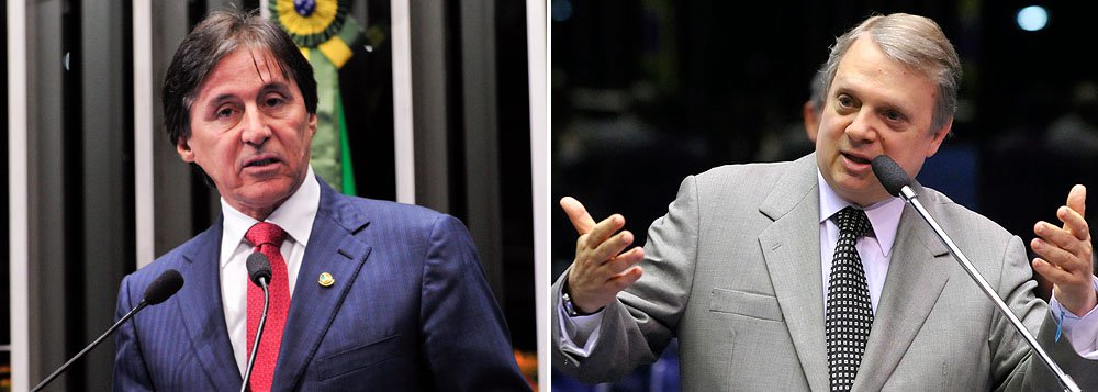 Senador tenta atrair o ex-governador Tasso Jereissati (PSDB) para a vaga ao Senado de sua chapa; movimento é visto com bons olhos pelo presidente nacional do PSDB, o senador Aécio Neves (MG), que mira a formação de um palanque forte no Ceará para sua candidatura à Presidência; costura entre Eunício e Tasso deverá ter novo capítulo nesta semana, com uma reunião em Brasília (Foto: Valter Lima) Senador tenta atrair o ex-governador Tasso Jereissati (PSDB) para a vaga ao Senado de sua chapa; movimento é visto com bons olhos pelo presidente nacional do PSDB, o senador Aécio Neves (MG), que mira a formação de um palanque forte no Ceará para sua candidatura à Presidência; costura entre Eunício e Tasso deverá ter novo capítulo nesta semana, com uma reunião em Brasília