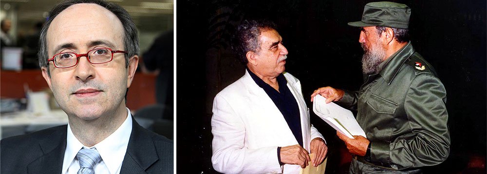 Assim como fez com Oscar Niemeyer, a quem chamou de "metade gênio, metade idiota", Reinaldo Azevedo repete a dose com outro personagem: o escritor colombiano Gabriel García Márquez, que seria, segundo Reinaldo, outro "idiota", em razão de sua amizade com Fidel Castro; afinal, quem é mesmo completamente idiota nessa história? (Foto: Leonardo Attuch) Assim como fez com Oscar Niemeyer, a quem chamou de "metade gênio, metade idiota", Reinaldo Azevedo repete a dose com outro personagem: o escritor colombiano Gabriel García Márquez, que seria, segundo Reinaldo, outro "idiota", em razão de sua amizade com Fidel Castro; afinal, quem é mesmo completamente idiota nessa história?