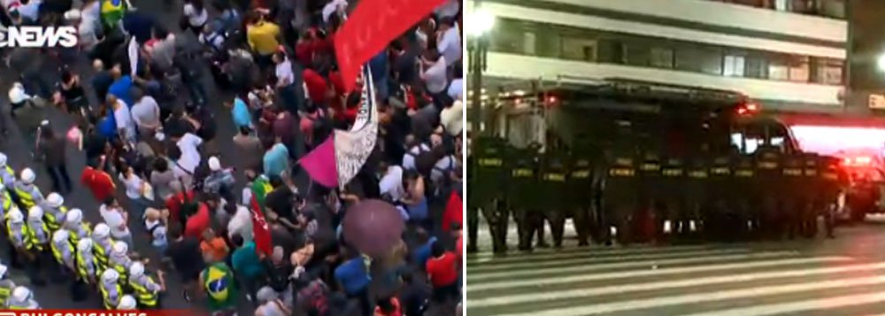 Manifestação contra os gastos com a Copa do Mundo iniciou de modo pacífico, mas houve muita confusão ao final, com atos de vandalismo e prisões; na página do evento no Facebook, organizadores afirma que "bilhões do nosso dinheiro público estão sendo gastos em estádios privados, milhares de famílias estão sendo removidas de suas casas e os investimentos em rodovias e transporte público encontram mais um motivo para servir à especulação imobiliária"; este é o segundo protesto do ano contra a Copa, em São Paulo; o primeiro, há quase um mês, foi marcado por violência, com a participação de Black Blocs (Foto: Valter Lima) Manifestação contra os gastos com a Copa do Mundo iniciou de modo pacífico, mas houve muita confusão ao final, com atos de vandalismo e prisões; na página do evento no Facebook, organizadores afirma que "bilhões do nosso dinheiro público estão sendo gastos em estádios privados, milhares de famílias estão sendo removidas de suas casas e os investimentos em rodovias e transporte público encontram mais um motivo para servir à especulação imobiliária"; este é o segundo protesto do ano contra a Copa, em São Paulo; o primeiro, há quase um mês, foi marcado por violência, com a participação de Black Blocs