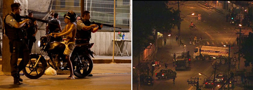 Homens do Batalhão de Choque e do Batalhão de Operações Especiais da PM (Bope) usaram sprays de pimenta e bombas de efeito moral para dispersar os manifestantes; um carro blindado da Coordenadoria de Operações Especiais da Polícia Civil (Core) também foi usado no patrulhamento no entorno da comunidade; durante o tumulto, um homem atirou com uma arma para o alto e, em seguida, fugiu sem ser alcançado (Foto: Roberta Namour) Homens do Batalhão de Choque e do Batalhão de Operações Especiais da PM (Bope) usaram sprays de pimenta e bombas de efeito moral para dispersar os manifestantes; um carro blindado da Coordenadoria de Operações Especiais da Polícia Civil (Core) também foi usado no patrulhamento no entorno da comunidade; durante o tumulto, um homem atirou com uma arma para o alto e, em seguida, fugiu sem ser alcançado