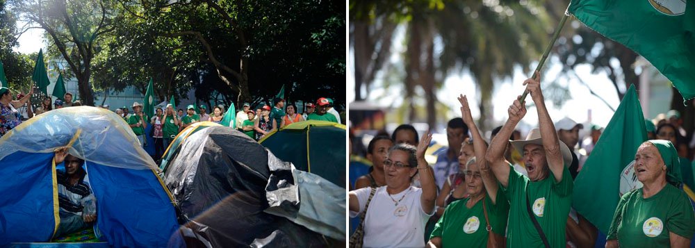 Manifestantes do Movimento Camponês Popular protestam de forma pacífica por melhores condições de trabalho no campo, em frente ao Ministério do Desenvolvimento Agrário (MDA), em Brasília; o ato integra a Jornada de Luta em Defesa da Produção de Alimentos Saudáveis e pelos Direitos das Mulheres Camponesas que vai até amanhã (12) (Foto: Leonardo Lucena) Manifestantes do Movimento Camponês Popular protestam de forma pacífica por melhores condições de trabalho no campo, em frente ao Ministério do Desenvolvimento Agrário (MDA), em Brasília; o ato integra a Jornada de Luta em Defesa da Produção de Alimentos Saudáveis e pelos Direitos das Mulheres Camponesas que vai até amanhã (12)