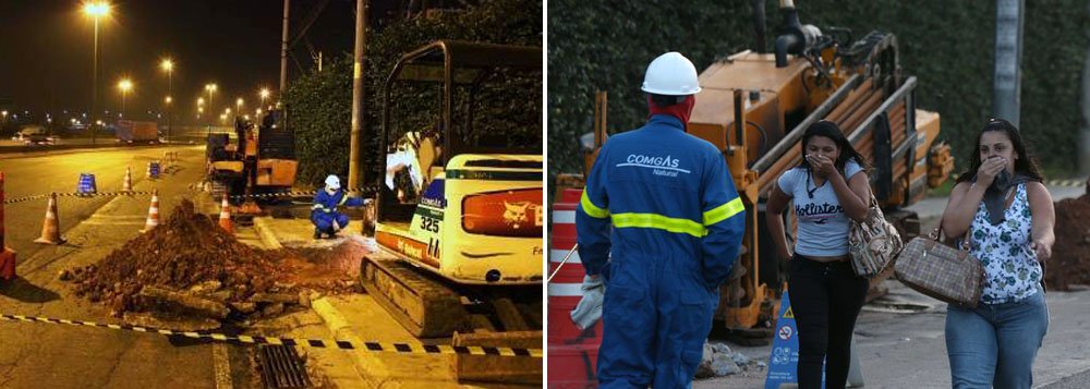 Segundo a Companhia de Engenharia de Tráfego (CET), o bloqueio gera lentidão da altura do Viaduto Imigrante Nordestino até a altura da Avenida Otto Baumgart; equipes da Comgás estão no local tentando identificar o ponto exato da perfuração para que seja feito o reparo; Corpo de Bombeiros acompanha a operação (Foto: Roberta Namour) Segundo a Companhia de Engenharia de Tráfego (CET), o bloqueio gera lentidão da altura do Viaduto Imigrante Nordestino até a altura da Avenida Otto Baumgart; equipes da Comgás estão no local tentando identificar o ponto exato da perfuração para que seja feito o reparo; Corpo de Bombeiros acompanha a operação