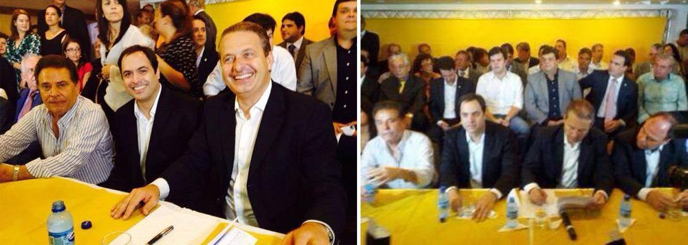 O anúncio oficial da chapa majoritária do PSB que irá disputar o Governo do Estado de Pernambuco, encabeçada pelo secretário da Fazenda, Paulo Câmara (PSB), tendo como vice o deputado federal Raul Henry (PMDB) e o ex-ministro Fernando Bezerra Coelho (PSB) como candidato ao Senado, serviu para reforçar a pré-candidatura do governador Eduardo Campos à Presidência da República; ao mesmo tempo em que avalizava a candidatura de Câmara, Campos voltou a tecer novas críticas à política econômica da presidente Dilma Rousseff (Foto: Paulo Emílio) O anúncio oficial da chapa majoritária do PSB que irá disputar o Governo do Estado de Pernambuco, encabeçada pelo secretário da Fazenda, Paulo Câmara (PSB), tendo como vice o deputado federal Raul Henry (PMDB) e o ex-ministro Fernando Bezerra Coelho (PSB) como candidato ao Senado, serviu para reforçar a pré-candidatura do governador Eduardo Campos à Presidência da República; ao mesmo tempo em que avalizava a candidatura de Câmara, Campos voltou a tecer novas críticas à política econômica da presidente Dilma Rousseff