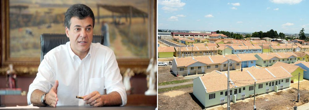 Governador do Paraná, Beto Richa (PSDB), não deve cumprir até o final de seu mandato a meta habitacional de construir 110 mil moradias, sendo 100 mil erguidas em áreas urbanas e 10 mil em zonas rurais. Até agora só conseguiu entregar 20 mil casas - 18% do total (Foto: Voney Malta) Governador do Paraná, Beto Richa (PSDB), não deve cumprir até o final de seu mandato a meta habitacional de construir 110 mil moradias, sendo 100 mil erguidas em áreas urbanas e 10 mil em zonas rurais. Até agora só conseguiu entregar 20 mil casas - 18% do total