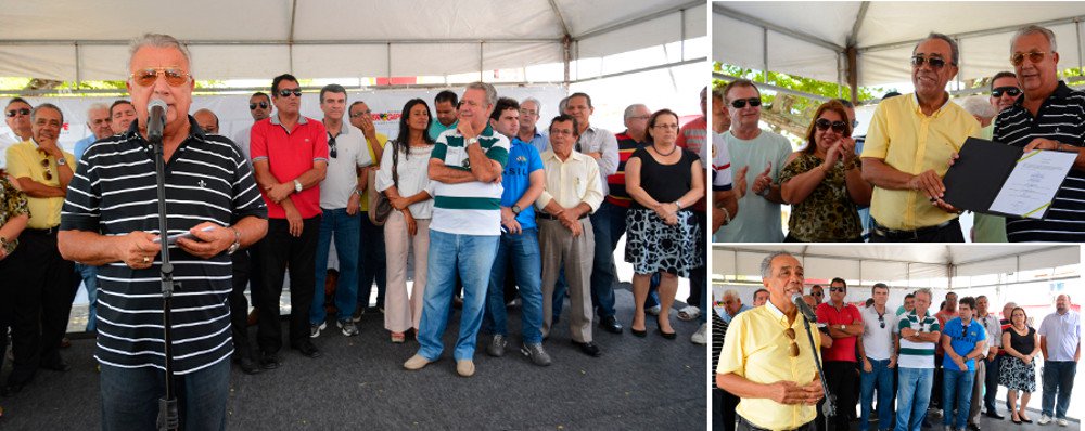 Mesmo sendo um sábado de muito sol, a assinatura das ordens de serviço da segunda etapa da Orlinha e a urbanização do bairro Industrial, por parte do governador Jackson Barreto (PMDB), movimentou lideranças políticas como o prefeito João Alves Filho (DEM), o deputado federal Mendonça Prado (DEM), os deputados estaduais Ana Lúcia, João Daniel (ambos do PT), Jefferson Andrade (PSD) e Garibalde Mendonça (PMDB), vereadores da capital, os empresários Luciano Barreto e Adierson Monteiro e boa parte do secretariado; "Este é um presente de quem ama Aracaju e dá demonstração desse amor. Vamos melhorar ainda mais a qualidade de vida da nossa gente", disse JB (Foto: Valter Lima) Mesmo sendo um sábado de muito sol, a assinatura das ordens de serviço da segunda etapa da Orlinha e a urbanização do bairro Industrial, por parte do governador Jackson Barreto (PMDB), movimentou lideranças políticas como o prefeito João Alves Filho (DEM), o deputado federal Mendonça Prado (DEM), os deputados estaduais Ana Lúcia, João Daniel (ambos do PT), Jefferson Andrade (PSD) e Garibalde Mendonça (PMDB), vereadores da capital, os empresários Luciano Barreto e Adierson Monteiro e boa parte do secretariado; "Este é um presente de quem ama Aracaju e dá demonstração desse amor. Vamos melhorar ainda mais a qualidade de vida da nossa gente", disse JB