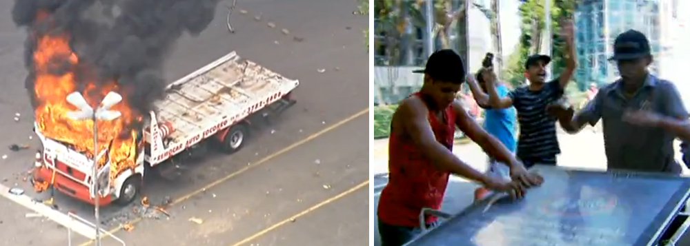 A cobrança por estacionamento na Companhia de Entreposto e Armazéns Gerais de São Paulo foi suspensa por tempo indeterminado; segundo o presidente da companhia, Mário Maurici Morais, as demais operações funcionarão “em condições especiais”, limitadas pelos danos sofridos durante o protesto desta sexta-feira; cabines e carros foram depredados e um caminhão foi incendiado. Os manifestantes também atearam fogo ao prédio do Departamento de Entrepostos e ao do setor de fiscalização, que corre o risco de desabar (Foto: Leonardo Attuch) A cobrança por estacionamento na Companhia de Entreposto e Armazéns Gerais de São Paulo foi suspensa por tempo indeterminado; segundo o presidente da companhia, Mário Maurici Morais, as demais operações funcionarão “em condições especiais”, limitadas pelos danos sofridos durante o protesto desta sexta-feira; cabines e carros foram depredados e um caminhão foi incendiado. Os manifestantes também atearam fogo ao prédio do Departamento de Entrepostos e ao do setor de fiscalização, que corre o risco de desabar