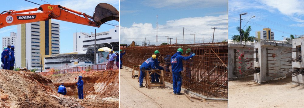 Obras que foi paralisada na gestão passada e, que na atual administração, também caminhou lentamente, tem novo prazo de conclusão; além da construção do viaduto, cuja extensão mede 90 metros, a obra também compreende uma ciclovia com 4.300 metros, um canal em concreto armado, além da implantação de rede de drenagem tubular, pavimentação asfáltica e iluminação; investimentos somam um montante de R$ 26,8 milhões; duplicação do viaduto do Detran também está previsto para ser entregue em outubro (Foto: Valter Lima) Obras que foi paralisada na gestão passada e, que na atual administração, também caminhou lentamente, tem novo prazo de conclusão; além da construção do viaduto, cuja extensão mede 90 metros, a obra também compreende uma ciclovia com 4.300 metros, um canal em concreto armado, além da implantação de rede de drenagem tubular, pavimentação asfáltica e iluminação; investimentos somam um montante de R$ 26,8 milhões; duplicação do viaduto do Detran também está previsto para ser entregue em outubro
