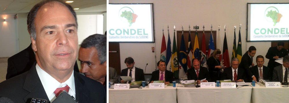 O ministro Fernando Bezerra, da Integração Nacional, informou que os estados do Nordeste irão receber R$ 750 milhões para ações de combate à seca. O anúncio de novos recursos foi feito em Maceió durante Reunião Ordinária do Conselho Deliberativo da Sudene. De acordo com Fernando Bezerra , nos últimos anos a presidente Dilma já liberou mais de R$ 14 bilhões para o combate a estiagem. (Foto: Voney Malta) O ministro Fernando Bezerra, da Integração Nacional, informou que os estados do Nordeste irão receber R$ 750 milhões para ações de combate à seca. O anúncio de novos recursos foi feito em Maceió durante Reunião Ordinária do Conselho Deliberativo da Sudene. De acordo com Fernando Bezerra , nos últimos anos a presidente Dilma já liberou mais de R$ 14 bilhões para o combate a estiagem.