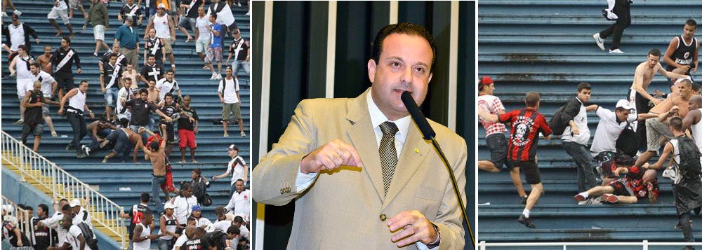 Diante da briga entre torcidas na última rodada do Campeonato Brasileiro, o deputado federal André Moura (PSC) defende que dois projetos de sua autoria, que aumentam as punições contra torcedores violentos, sejam logo analisadas pelo Congresso; "Essas proposituras tornam a legislação do Estatuto do Torcedor mais rígida às torcidas organizadas ou cidadãos que incitarem a violência dentro e fora dos estádios. Visa também evitar injustiças ao facilitar a identificação para a punição de membros que não respeitam a finalidade da torcida organizada, que é abrilhantar as partidas. Torcedores que se envolverem em tumultos não poderão comparecer a jogos esportivos por até cinco anos", diz (Foto: Valter Lima) Diante da briga entre torcidas na última rodada do Campeonato Brasileiro, o deputado federal André Moura (PSC) defende que dois projetos de sua autoria, que aumentam as punições contra torcedores violentos, sejam logo analisadas pelo Congresso; "Essas proposituras tornam a legislação do Estatuto do Torcedor mais rígida às torcidas organizadas ou cidadãos que incitarem a violência dentro e fora dos estádios. Visa também evitar injustiças ao facilitar a identificação para a punição de membros que não respeitam a finalidade da torcida organizada, que é abrilhantar as partidas. Torcedores que se envolverem em tumultos não poderão comparecer a jogos esportivos por até cinco anos", diz