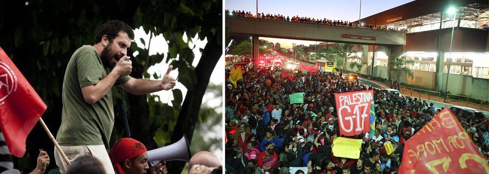 Na noite de ontem, cerca de 12 mil pessoas do Movimento dos Trabalhadores Sem Teto (MTST) percorreram a Avenida Radial Leste até o Itaquerão, onde ocorrerá a abertura da Copa do Mundo, no próximo dia 12; “Se até sexta-feira (6) não tivermos resposta para nossas reivindicações, não sei se a torcida vai conseguir chegar ao Morumbi”, disse o coordenador do MTST, Guilherme Boulos sobre o amistoso entre Brasil e Sérvia; entre as demandas está a desapropriação da área da ocupação Copa do Povo e a aprovação do plano diretor pela Câmara Municipal de São Paulo (Foto: Roberta Namour) Na noite de ontem, cerca de 12 mil pessoas do Movimento dos Trabalhadores Sem Teto (MTST) percorreram a Avenida Radial Leste até o Itaquerão, onde ocorrerá a abertura da Copa do Mundo, no próximo dia 12; “Se até sexta-feira (6) não tivermos resposta para nossas reivindicações, não sei se a torcida vai conseguir chegar ao Morumbi”, disse o coordenador do MTST, Guilherme Boulos sobre o amistoso entre Brasil e Sérvia; entre as demandas está a desapropriação da área da ocupação Copa do Povo e a aprovação do plano diretor pela Câmara Municipal de São Paulo