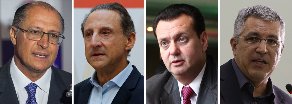 Governador Geraldo Alckmin, do PSDB, hoje seria reeleito no primeiro turno com 44% das intenções de voto; o único adversário que o ameaça é o peemedebista Paulo Skaf, com 21%; tanto o ex-prefeito Gilberto Kassab, do PSD, como o ex-ministro Alexandre Padilha, do PT, se distanciaram do pelotão de frente, com 5% e 3% apenas; pesquisa sai em momento decisivo, quando os candidatos amarram suas alianças; o Datafolha também mediu intenções de voto ao Senado e o ex-governador José Serra lidera com 41%, contra 32% de Eduardo Suplicy, que concorre à reeleição (Foto: Ana Pupulin) Governador Geraldo Alckmin, do PSDB, hoje seria reeleito no primeiro turno com 44% das intenções de voto; o único adversário que o ameaça é o peemedebista Paulo Skaf, com 21%; tanto o ex-prefeito Gilberto Kassab, do PSD, como o ex-ministro Alexandre Padilha, do PT, se distanciaram do pelotão de frente, com 5% e 3% apenas; pesquisa sai em momento decisivo, quando os candidatos amarram suas alianças; o Datafolha também mediu intenções de voto ao Senado e o ex-governador José Serra lidera com 41%, contra 32% de Eduardo Suplicy, que concorre à reeleição
