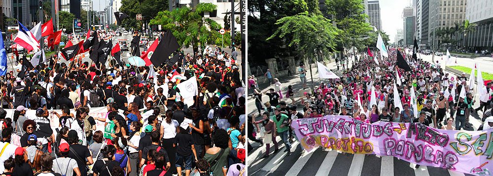 Grupo, acompanhado do Levante Popular da Juventude, mobilizou mil pessoas e chegou a fechar a avenida Paulista no sentido Paraíso; segundo a PM, protesto foi pacífico (Foto: Roberta Namour) Grupo, acompanhado do Levante Popular da Juventude, mobilizou mil pessoas e chegou a fechar a avenida Paulista no sentido Paraíso; segundo a PM, protesto foi pacífico