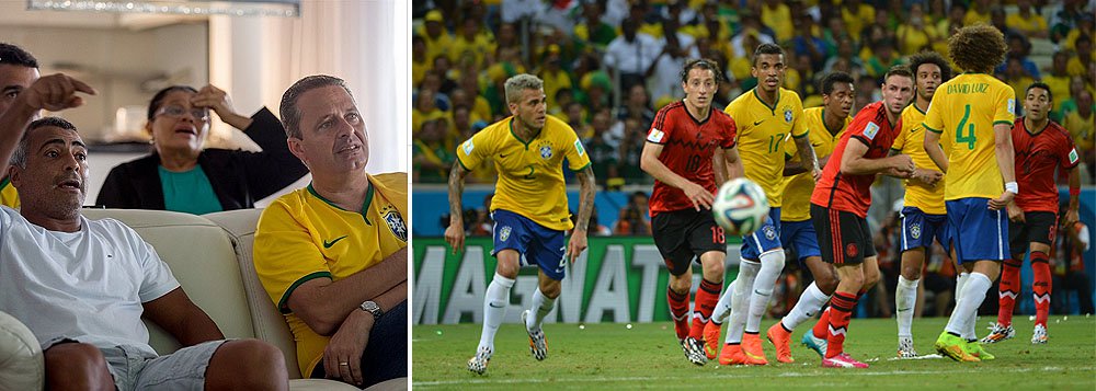Deputado federal Romário anunciou decisão do PSB durante partida da Seleção contra o México, pelo Instagram, com imagem do presidenciável socialista Eduardo Campos em sua casa, no Rio: "Torcemos muito, mas, infelizmente, o resultado foi ruim para nós. Assisti o jogo com o presidente nacional do meu partido, Eduardo Campos. Neste encontro, como não poderia ser diferente, o presidente ratificou minha candidatura ao senado!" (Foto: Roberta Namour) Deputado federal Romário anunciou decisão do PSB durante partida da Seleção contra o México, pelo Instagram, com imagem do presidenciável socialista Eduardo Campos em sua casa, no Rio: "Torcemos muito, mas, infelizmente, o resultado foi ruim para nós. Assisti o jogo com o presidente nacional do meu partido, Eduardo Campos. Neste encontro, como não poderia ser diferente, o presidente ratificou minha candidatura ao senado!"