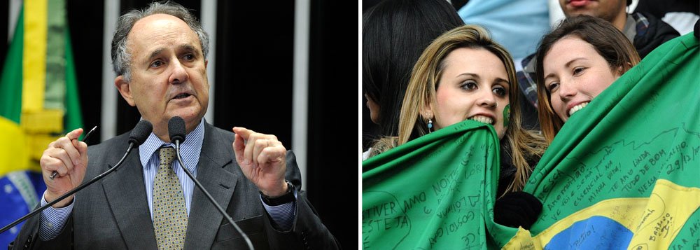 O senador Cristovam Buarque (PDT-DF) afirmou que os brasileiros deveriam estar, em vez do futebol, mais preocupados com os grandes problemas da atualidade, como por exemplo, os serviços deficientes de saúde e educação; "E nós, a população, os eleitores estamos muito mais preocupados com a Copa do Mundo do que com as eleições presidenciais. Isso é uma tragédia", disse (Foto: Leonardo Lucena) O senador Cristovam Buarque (PDT-DF) afirmou que os brasileiros deveriam estar, em vez do futebol, mais preocupados com os grandes problemas da atualidade, como por exemplo, os serviços deficientes de saúde e educação; "E nós, a população, os eleitores estamos muito mais preocupados com a Copa do Mundo do que com as eleições presidenciais. Isso é uma tragédia", disse