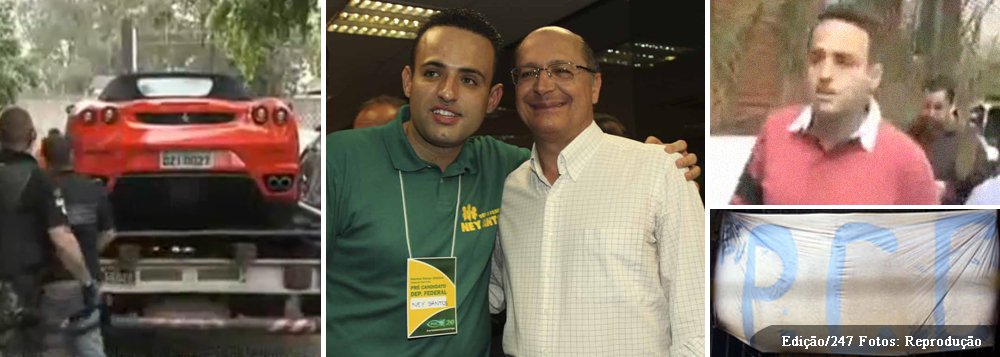 Os políticos não podem ser crucificados por aparecerem ao lado de suspeitos ou foras-da-lei durante campanhas eleitorais; ok; mas, em 2010, o tucano Geraldo Alckmin caprichou; em declaração entusiasmada (vídeo), ele pediu votos para o candidato a deputado estadual do PSC Ney Santos; após as eleições, Santos foi detido sob acusação de ser o maior receptador no Estado de bens comprados com dinheiro do PCC; tinha em seu nome Ferrari, Porsche e fortuna de R$ 50 milhões; Santos ainda é apenas um suspeito, pode ser um bom rapaz ..., mas a dúvida se instala: Alckmin o apoiou por gosto, orientação de assessores ou foi sem querer, ingenuamente, que pediu votos para um homem visto como tubarão do PCC paulista, a mesma organização que jurou o mesmo Alckmin de morte?; caso bomba nas redes; assista (Foto: Sheila Lopes) Os políticos não podem ser crucificados por aparecerem ao lado de suspeitos ou foras-da-lei durante campanhas eleitorais; ok; mas, em 2010, o tucano Geraldo Alckmin caprichou; em declaração entusiasmada (vídeo), ele pediu votos para o candidato a deputado estadual do PSC Ney Santos; após as eleições, Santos foi detido sob acusação de ser o maior receptador no Estado de bens comprados com dinheiro do PCC; tinha em seu nome Ferrari, Porsche e fortuna de R$ 50 milhões; Santos ainda é apenas um suspeito, pode ser um bom rapaz ..., mas a dúvida se instala: Alckmin o apoiou por gosto, orientação de assessores ou foi sem querer, ingenuamente, que pediu votos para um homem visto como tubarão do PCC paulista, a mesma organização que jurou o mesmo Alckmin de morte?; caso bomba nas redes; assista