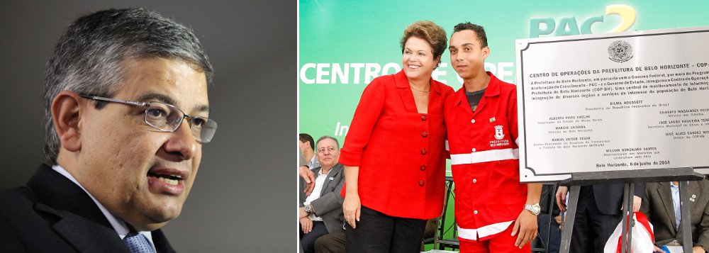 PSDB de Minas Gerais divulgou nota neste domingo (8) para dizer que as obras para a Copa anunciadas pela presidente Dilma Rousseff (PT), em Belo Horizonte, "não têm recursos do governo federal, ao contrário do que ela dá a entender"; segundo os tucanos, Dilma, "mais uma vez, tenta fazer os mineiros de bobos, ao propagar que é a responsável pelas obras de mobilidade urbana na capital"; PSDB de Minas é presidido pelo deputado federal Marcus Pestana (Foto: Valter Lima) PSDB de Minas Gerais divulgou nota neste domingo (8) para dizer que as obras para a Copa anunciadas pela presidente Dilma Rousseff (PT), em Belo Horizonte, "não têm recursos do governo federal, ao contrário do que ela dá a entender"; segundo os tucanos, Dilma, "mais uma vez, tenta fazer os mineiros de bobos, ao propagar que é a responsável pelas obras de mobilidade urbana na capital"; PSDB de Minas é presidido pelo deputado federal Marcus Pestana