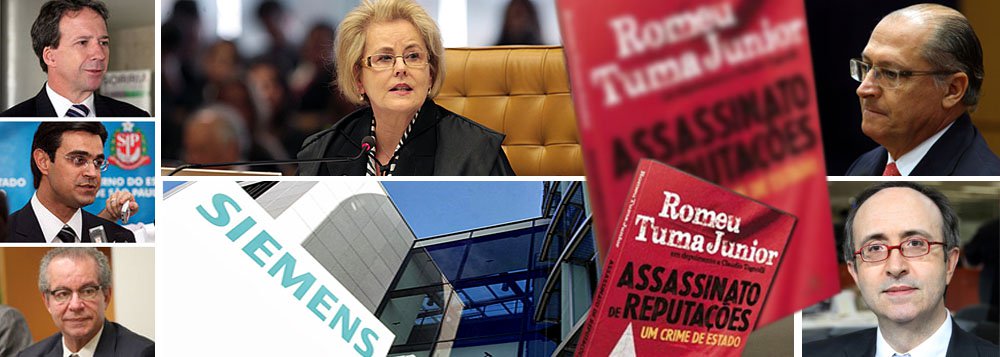 No momento em que três secretários do governo de Geraldo Alckmin correm o risco de se tornar réus no Supremo Tribunal Federal, penas da imprensa conectadas ao PSDB usam o livro "Assassinato de Reputações", de Romeu Tuma Júnior, para tentar convencer a ministra Rosa Weber a arquivar o caso; denúncia no STF cita os secretários Edson Aparecido, da Casa Civil, José Aníbal, de Energia, e Rodrigo Garcia, de Desenvolvimento Econômico, como eventuais beneficiários de comissões pagas pela Siemens; Reinaldo Azevedo, no entanto, cita trecho do livro de Tuminha sobre o caso: "É o estado policial em plena ação" (Foto: Leonardo Attuch) www.brasil247.com - No momento em que três secretários do governo de Geraldo Alckmin correm o risco de se tornar réus no Supremo Tribunal Federal, penas da imprensa conectadas ao PSDB usam o livro "Assassinato de Reputações", de Romeu Tuma Júnior, para tentar convencer a ministra Rosa Weber a arquivar o caso; denúncia no STF cita os secretários Edson Aparecido, da Casa Civil, José Aníbal, de Energia, e Rodrigo Garcia, de Desenvolvimento Econômico, como eventuais beneficiários de comissões pagas pela Siemens; Reinaldo Azevedo, no entanto, cita trecho do livro de Tuminha sobre o caso: "É o estado policial em plena ação"